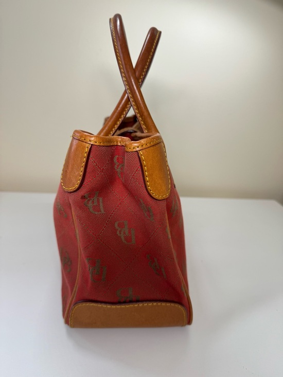 Dooney & Bourke Red Satchel with Brown Leather Trim - Picture 3 of 11